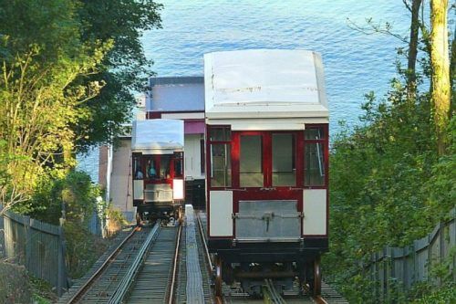 The babbacomb funicular train in devon