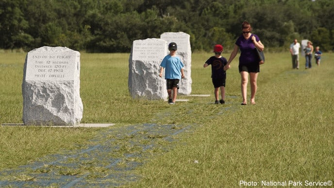 Follow the steps of wilbur and orville wright's first flight in north carolina