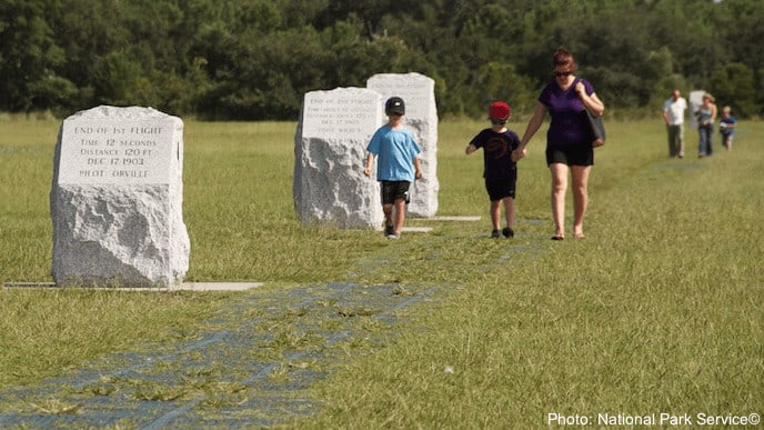 follow the steps of wilbur and orville wright's first flight in north carolina