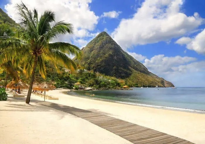 sugar beach viceroy st. lucia, is one of the top caribbean resorts for families thanks to its log stretch of beach and scenery.