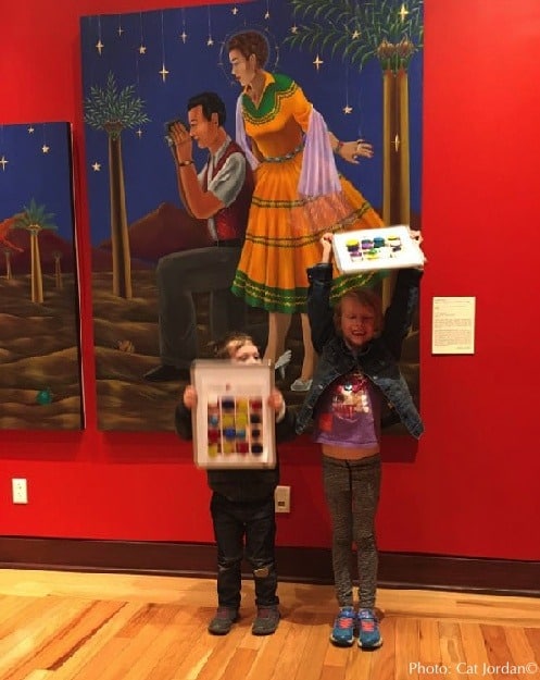 Kids show off their art work at the rockwell museum near the finger lakes