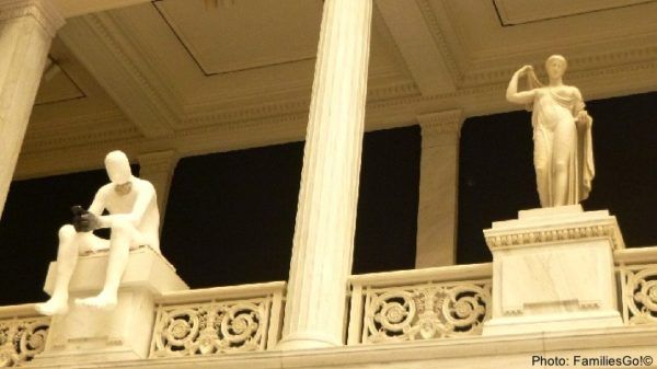 A whimsical edition to the carnegie art museum puts an iphone in the hands of a classical-style statue.