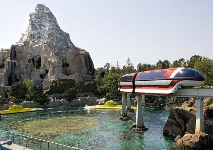 nemo's submarine below the monorail and matterhorn