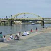 A view of Pittsburgh and its steel bridges at Point State Park