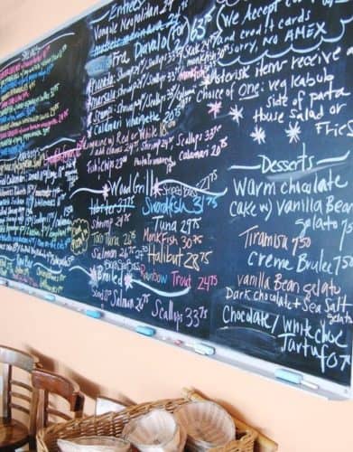 The Daily Menu And Specials On The Chalkboard At Scales &Amp; Shells