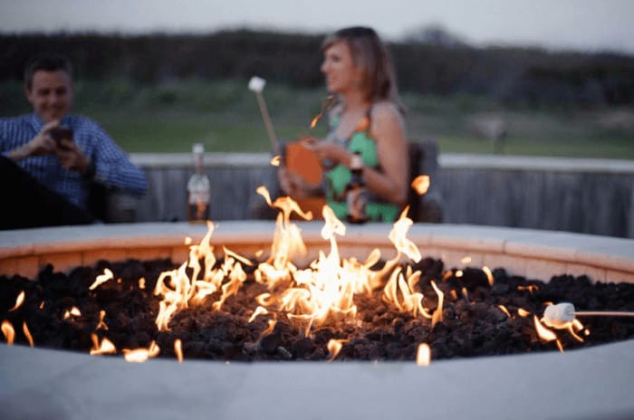 toasting marshmallows at the sanderling