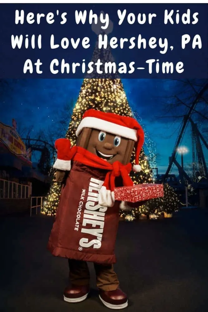 christmas is an extra fun time of year to visit hershey pa. there are lights, seasonal park activities, special trolley rides and lots of chocolate. #hershey #pennsylvania #hersheypark #hersheylodge #christmas #weekend #getaway #kids