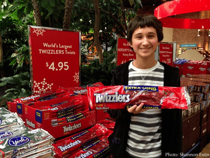 Buying holiday treat at hershey
