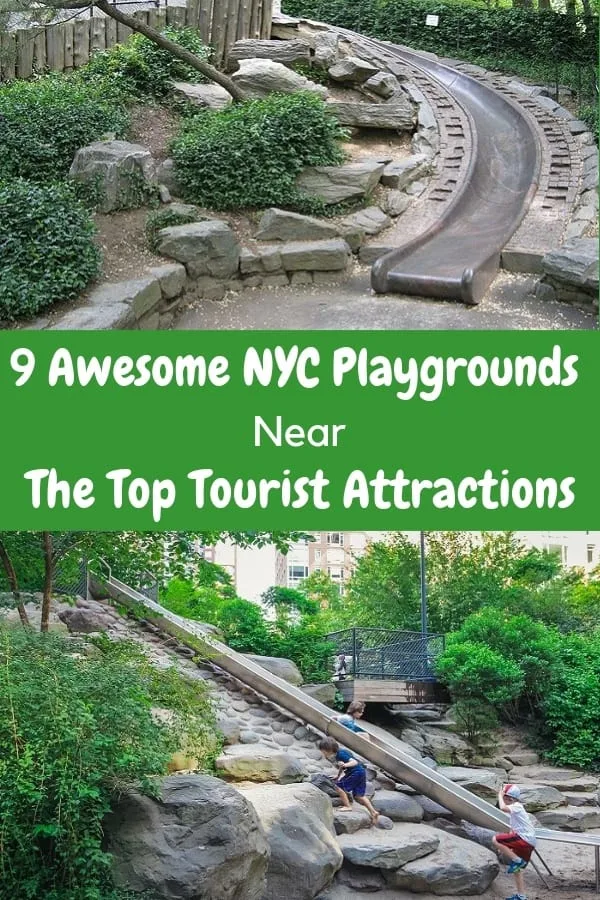 Top Nyc Playgrounds Near Tourist Attractions nyc has great toddler and big kid playgrounds all over the city. this means it's easy to find one when you need a break from sightseeing. here are 9 of the best for all ages. #nyc #nycwithkids #playgrounds #nycparks #vacation