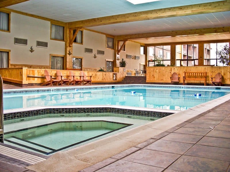 the pool and hot tub a the crowne plaza lake placid make the hotel a great value for families.