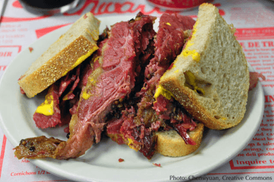 Classic montreal smoke meat sandwich