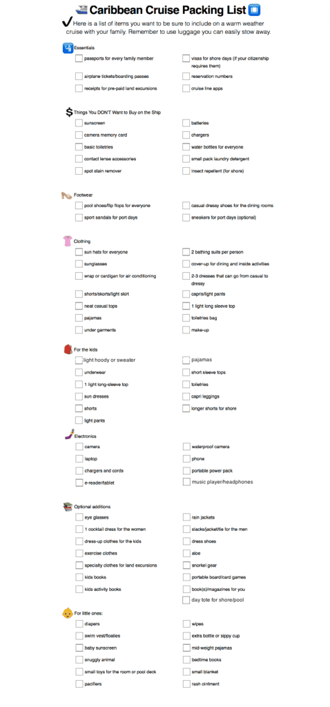 Family Cruise Vacation Packing List the familiesgo! packing list for a caribbean cruise vacation with kids