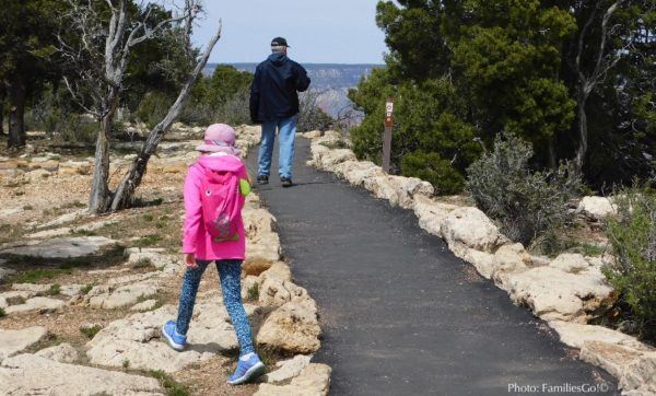 The rim trail is an accessible way to explore the grand canyon with kids.