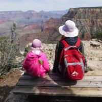 The rim trail is an easy and interesting walk with kids during a visit to the Grand Canyon