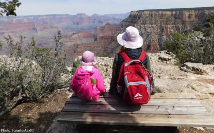 The rim trail is an easy and interesting walk with kids during a visit to the Grand Canyon