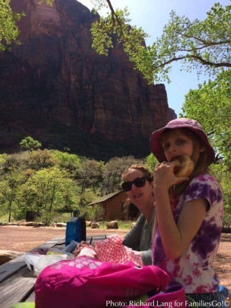 sandwiches with a view in zion park's picnic grotto