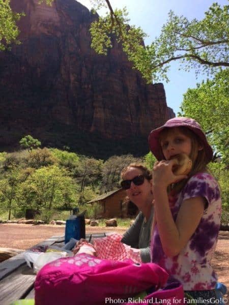 Sandwiches with a view in zion park's picnic grotto