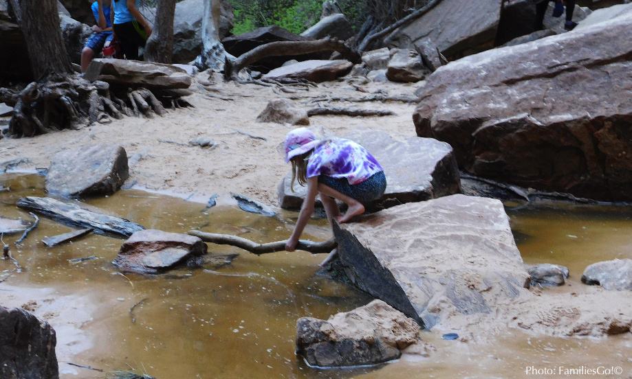 The upper emerald pool is fun for older kids