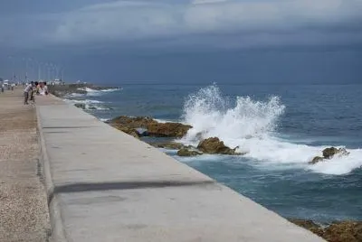 most of havana's ocean-front is walled off, like this. but there are beaches just outside of town.