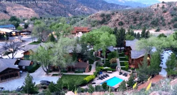 a hilltop view of flanigan's inn, utah