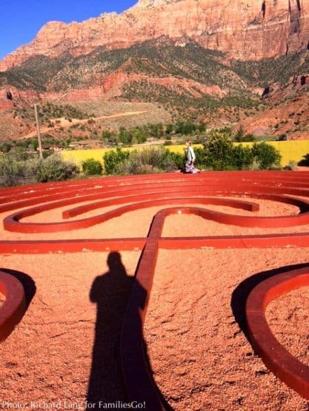 the hilltop labyrinth overlooking springdale, ut