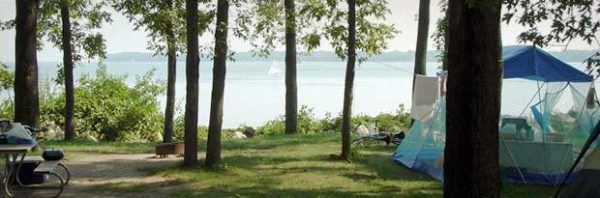 beachfront camping on kelley's island.