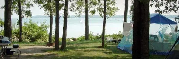 beachfront camping on kelley's island.