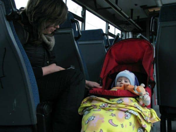A stroller makes getting through and across airports easier with a baby.