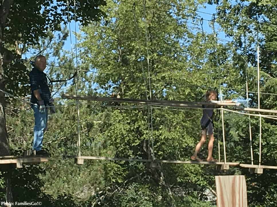 Aerial park at jiminy peak resort offers summer fun for kids and parents.