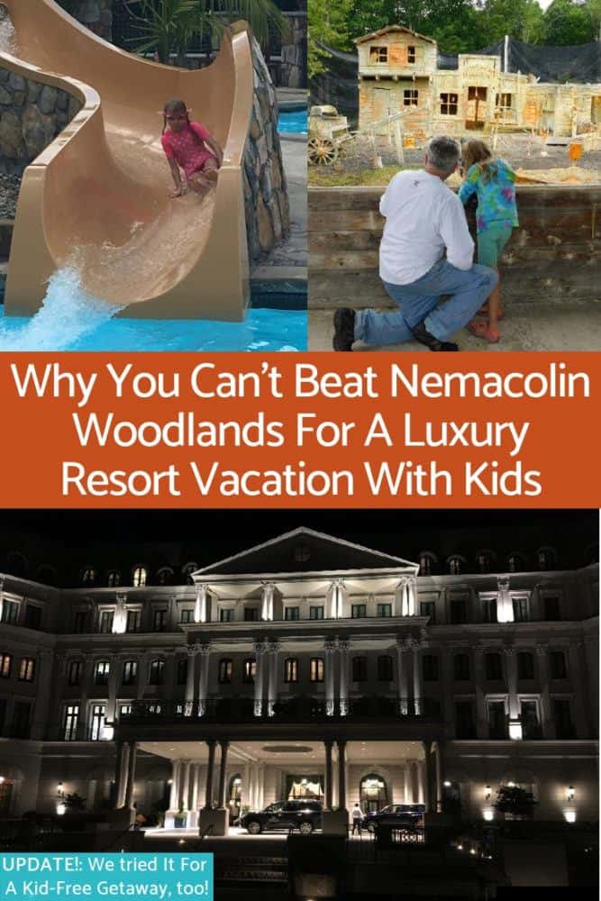 Nemacolin woodlands, in southern pennsylvania offers 2 luxury hotels and private houses, great kid-free restaurants, adventure activities and a huge pool. It's perfect for an upscale family vacation. #nemacolin #pennsylvania #kids #vacation #luxury #resort #family #dining #kid-friendly