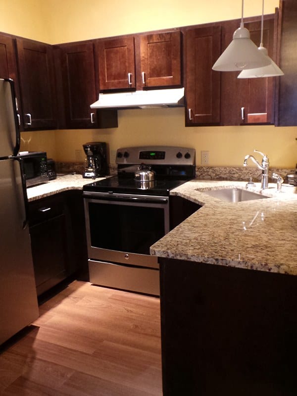 a kitchen at the berkshire mountain lodge