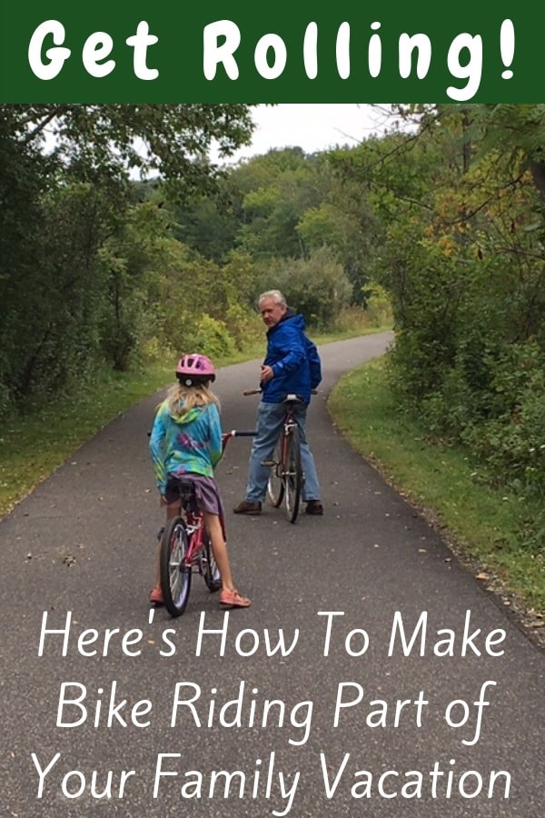 Tips for biking with kids on vacation. How far to ride, what to bring, how to choose a bike rack and more. #tips #biking #cycling #kids #family #travel #vacation