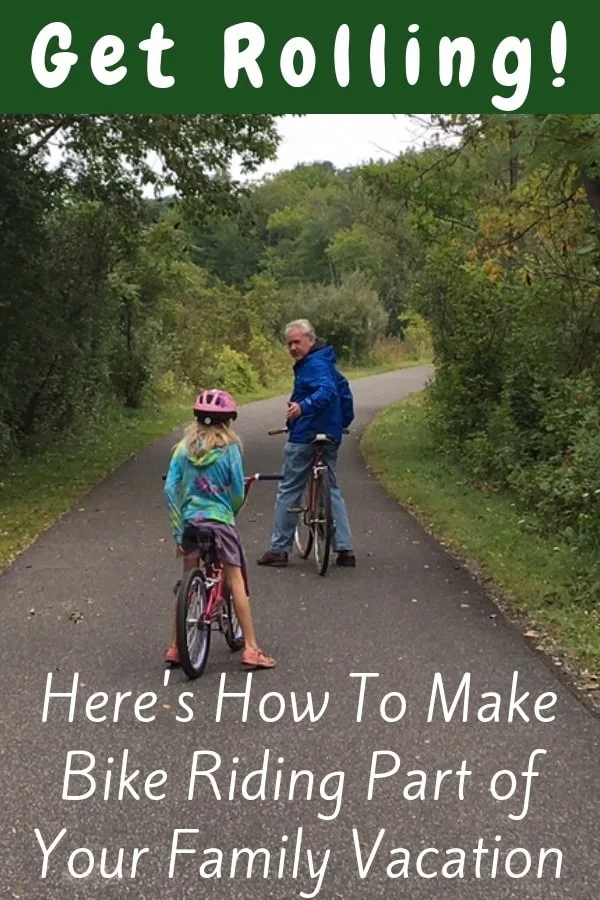 tips for biking with kids on vacation. how far to ride, what to bring, how to choose a bike rack and more. #tips #biking #cycling #kids #family #travel #vacation