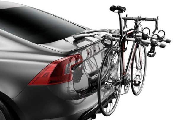 thule makes bicycle racks that attach to your trunk or hatchback and fit 2, 3, or 4 bikes