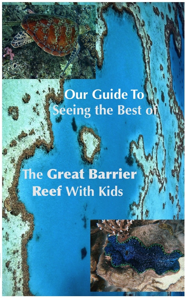 cairns is a great base for a visit with kids to the great barrier reef off of queensland australia. its easy to find a day tour on a comfortable boat with snorkeling, glass-bottom boats and room to relax. here is our guide for a family visit to the gbr. #greatbarrierreef #queensland #australia