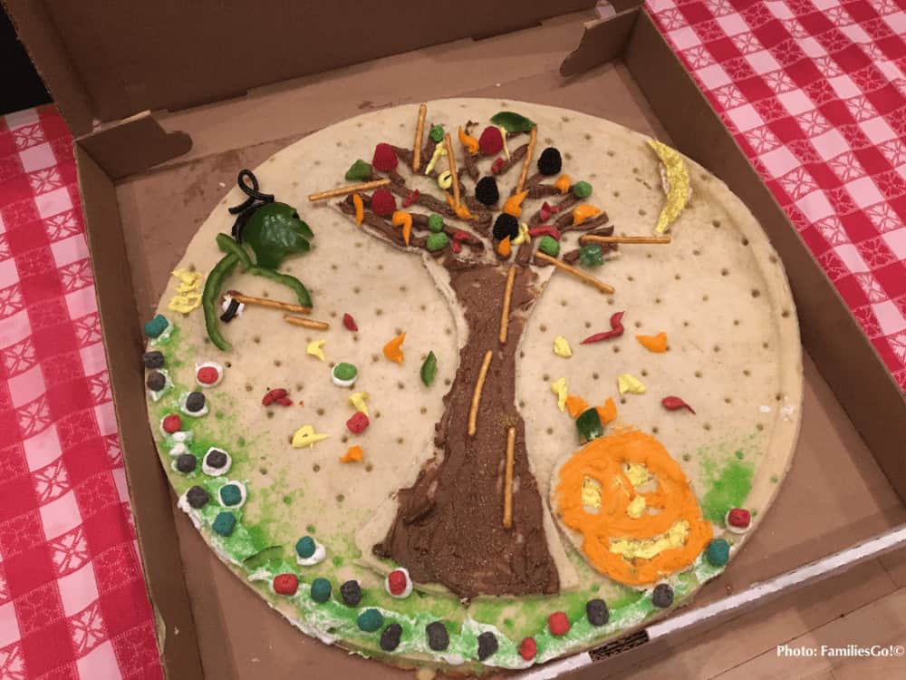 our fall-themed decorated pizza at woodloch resort