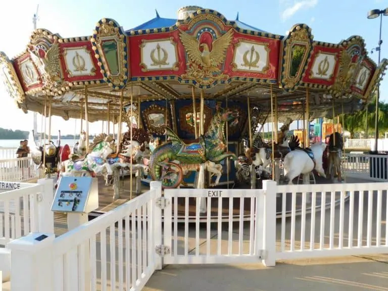the  nationak harbor carousel is small and traditional, with a great view of the potomac river.