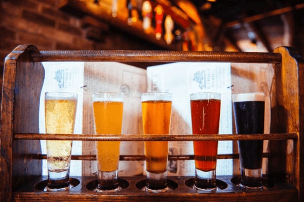 A flight of local beers a the newes from america tavern
