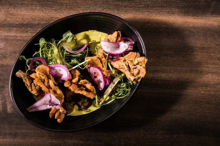 chicken fried mushrooms at eta restaurant in chicago