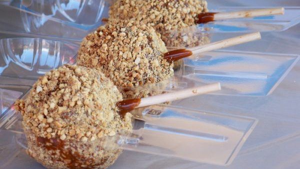 Caramel apples at a fall apple festival