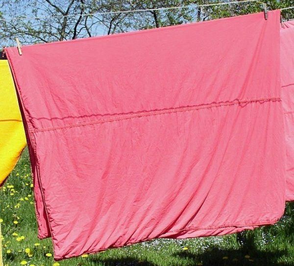 Sheet hanging on a line