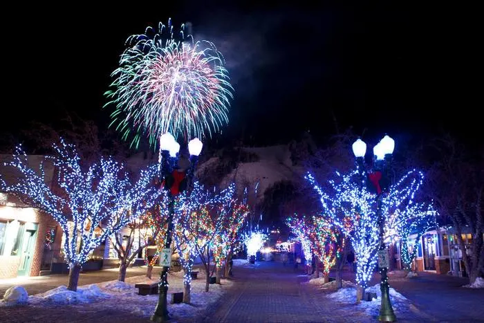 fireworks light up aspen during its winter festival