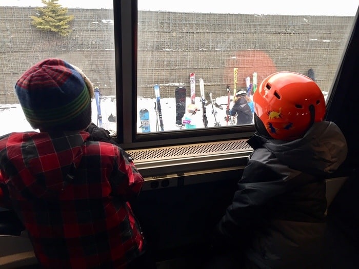 Kids on the ski train