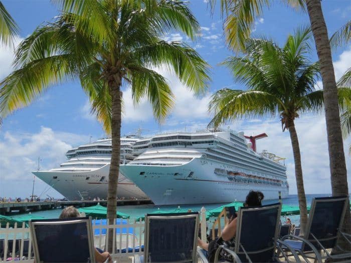 Cruise ships dock in the bahamas