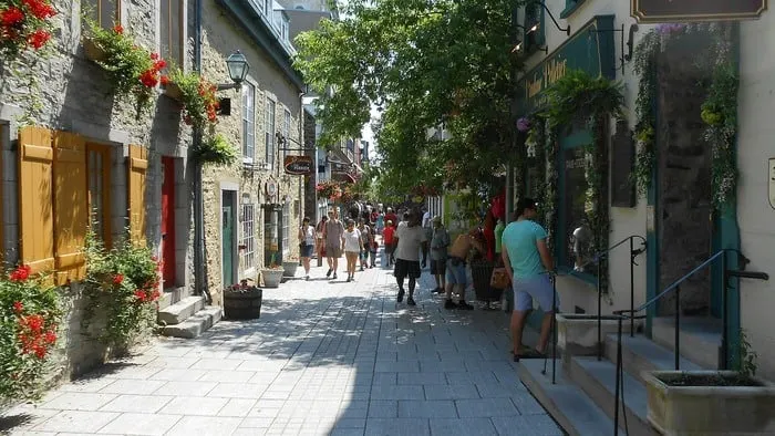 a street in quebec's charming old town.