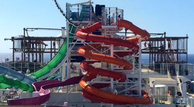 The getaways top decks have water slides and rope courses