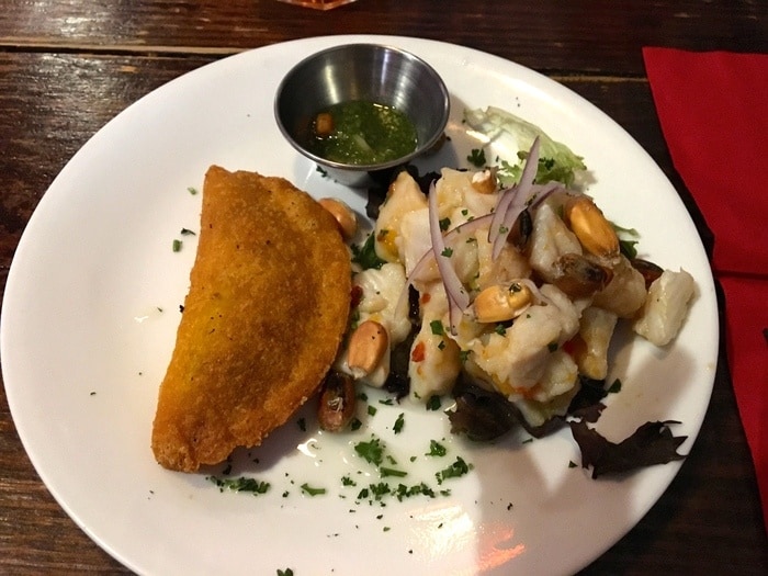 ceviche and empanadas at bolivar, miami