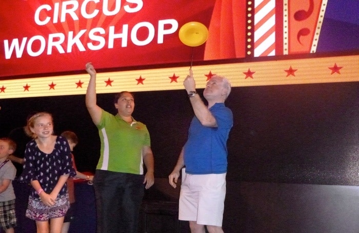 a juggling class on the getaway cruise ship