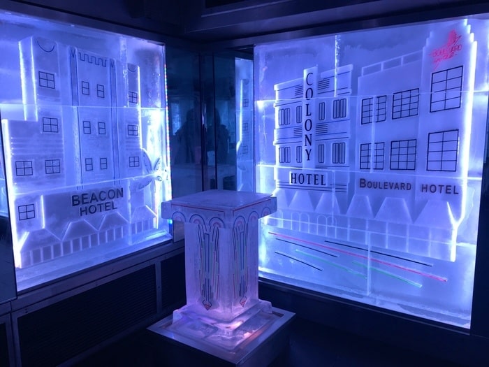 South beach in ice in the getaway ice bar