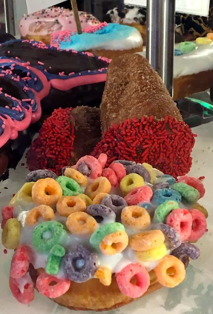 The bright colors of voo doo donuts